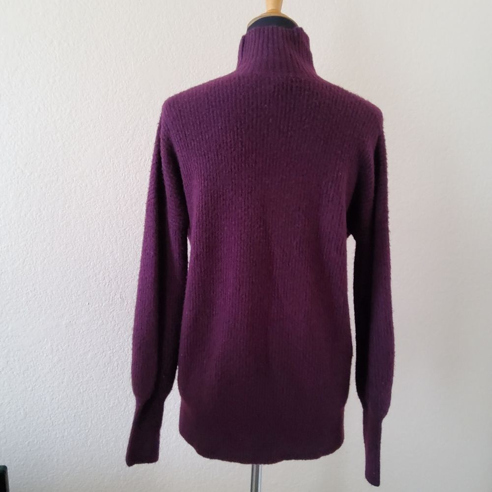 New French Connection Puff Sleeve Mock Neck Turtleneck Sweater Size S Purple - Picture 4 of 8